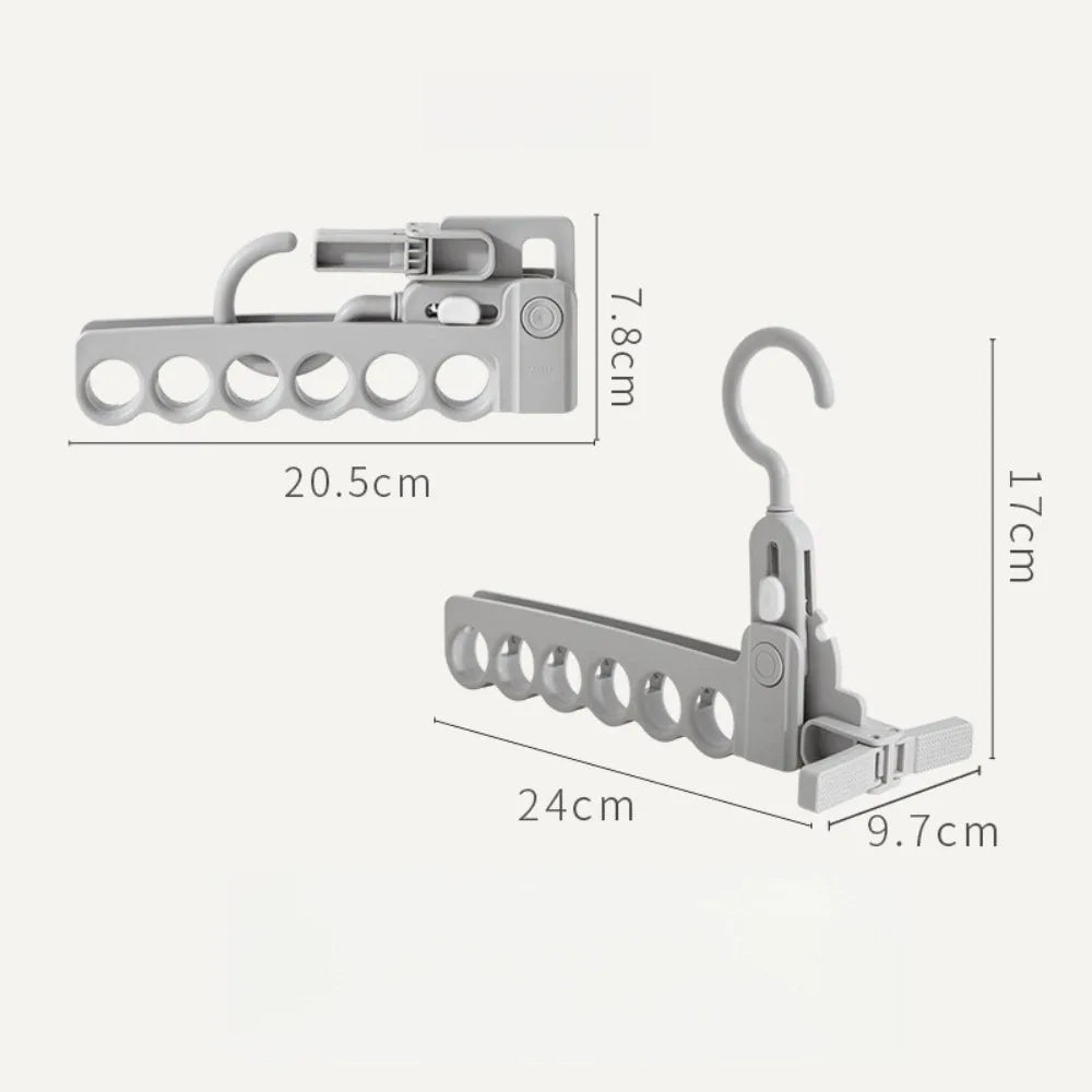New 6 Hole Clothes Hanger Foldable Plastic Clothing Organizer Lightweight Space Saving Jacket Drying Rack for Outdoor Travel Quake