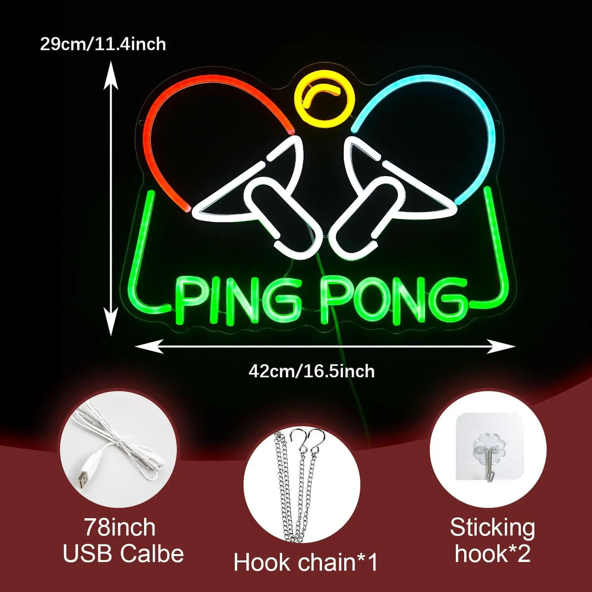 Neon Sign Dimmable Ping Pong Neon Lights for Gymnasium Game Room Bedroom Sport Club Decor Aesthetics Draw Birthday Gifts Quake