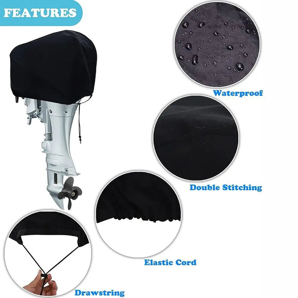 New 15-150HP Full Outboard Engine Cover Anti-scratch 210D Oxford Cloth Motor Engine Boat Cover Sun Protection Paddle Hoist Cover Quake