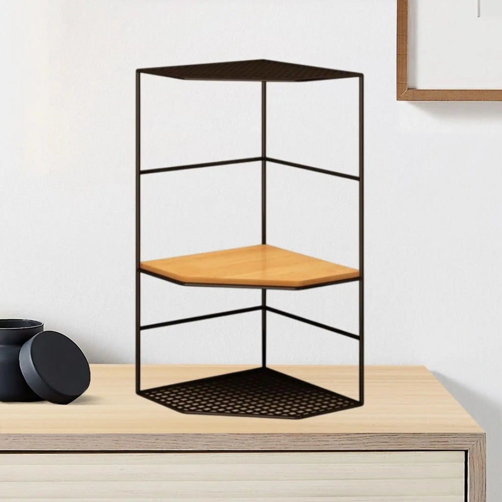 Countertop Organizer 3 Tier Multipurpose Rustic Desktop Storage Organizer for Kitchen Apartment Dressing Table Dining Room Home Quake