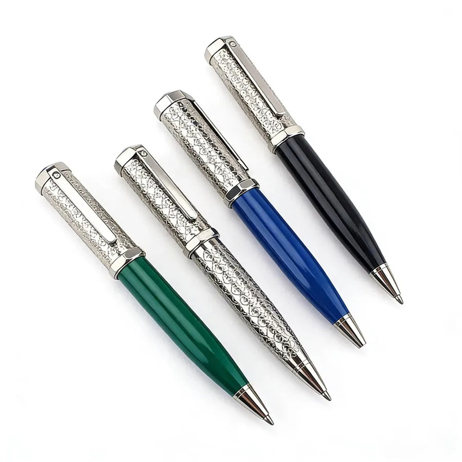 Luxury Retractable Ballpoint Pen,Metal Engraved Pattern Business Office Signature Pen, Smooth Writing School Stationery Supplies Quake