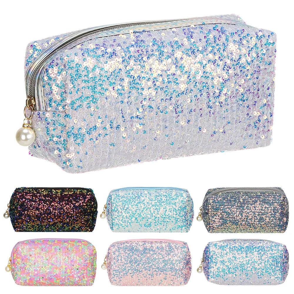 Fashion Glitter Mermaid Sequin Makeup Bag High-capacity Reversible Double Color Cosmetic Bag Lazy Makeup Zipper Pouch Handbags Quake
