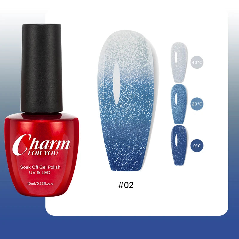 10ml Glitter Thermal Gel Nail Polish 3 Layers Temperature Changing Semi Permanant Soak Off UV LED Nail Art Gel Varnish DIY Gel Quake 02