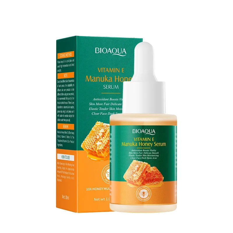 BIOAOUA Vitamin E Manuka Honey Moisturizing Essence Liquid Anti-wrinkle Firming Whiten Brightening Skin Facial Serum Skin Care Quake 30ml