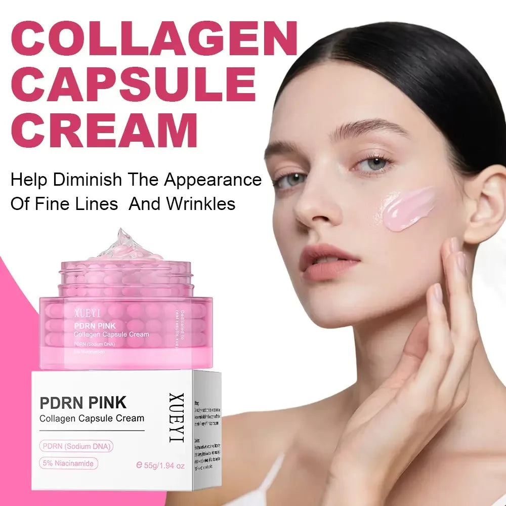 Korean PDRN Pink Collagen Capsule Cream with Niacinamide Cream for Uneven Skin Tone Lightweight Face Moisturizer Non Greasy care Quake