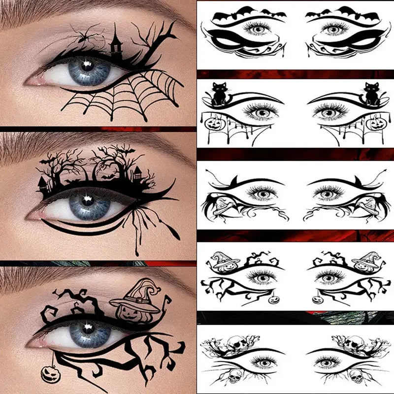 10 Halloween Removable Temporary Eye Tattoo Stickers,Can Be Used Realistic Tattoos,Waterproof and Sweatproof,Halloween Makeup Quake
