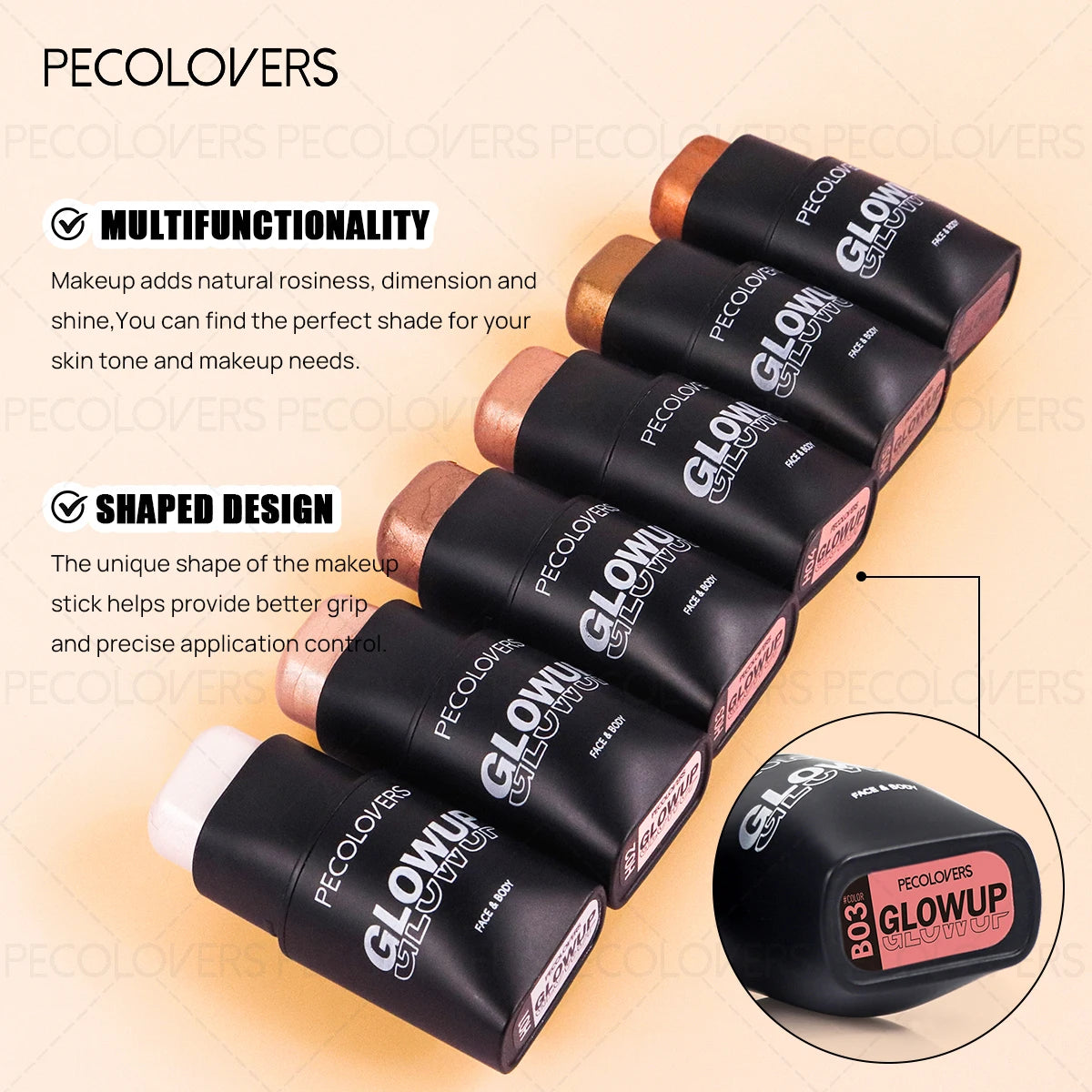 1 Pc Face Contour Stick, 3D Face Natural Shadow Look, for All Skins, Highlight & Contour & Concealer Face Makeup, Perfect Gifts Quake
