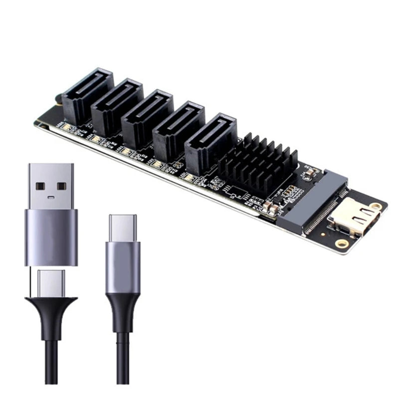Fast Speed 5Gbps USB3.0 to 5 SATA3 Port Converter JMS580 Chip for Solid Drive Adapter K1KF Quake CN