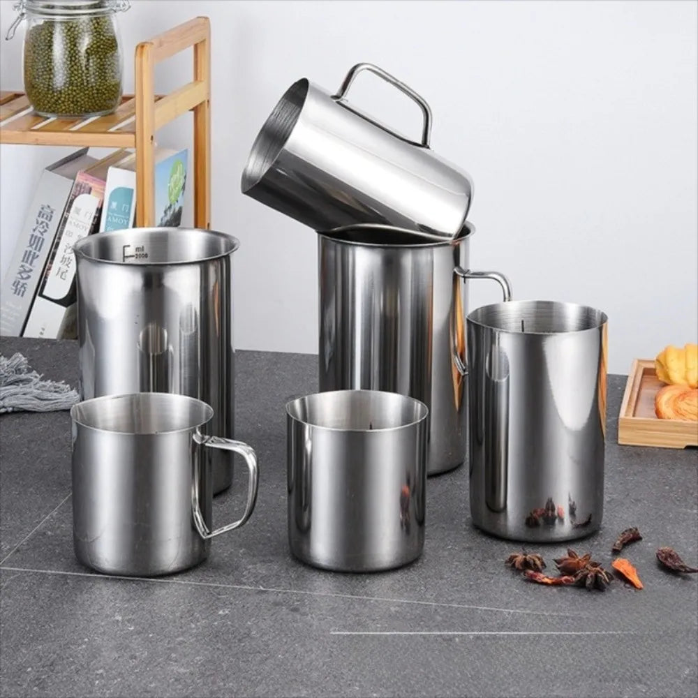 New Stainless Steel Laboratory Beaker Large Capacity 500ml Espresso Mugs Scale Graduation 1000ml Measuring Cups Kitchen Tool Quake