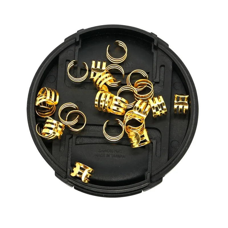 50Pcs Women Girls Dreadlocks Beads Hair Braid Rings Clips DIY Braiding Metal Cuffs Jewelry Pendants Hair Decoration Accessories Quake