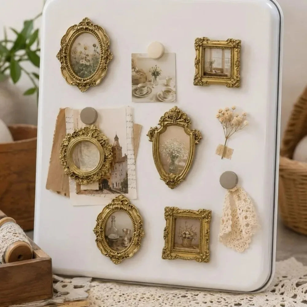 30/5PCS Antique Relief Resin Photo Frame Mini Photo Frame Decoration Home Desktop Ornaments DIY Crafts Display Decor Accessories Quake