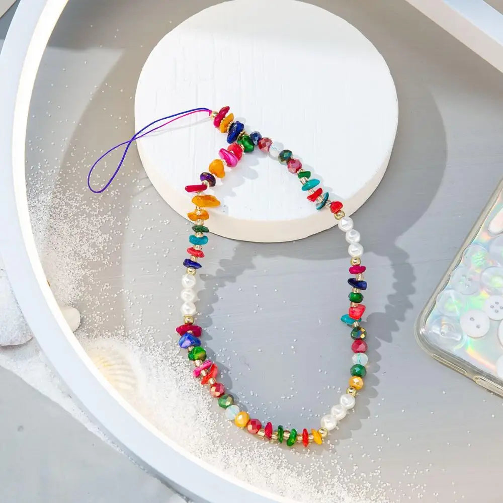 Fashion Jewelry Anti-Lost Beaded Keychain Hanging Cord Cellphone Strap Mobile Phone Chain Lanyard Mobile Phone Lanyard Quake