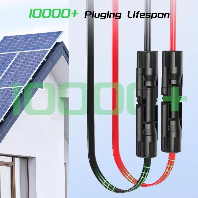 Solar Extension Cable Set with Flat 2-Wire Cable, 42 Connector Wire for Roof Array Wiring and Outdoor Link Use Daily K1KF Quake