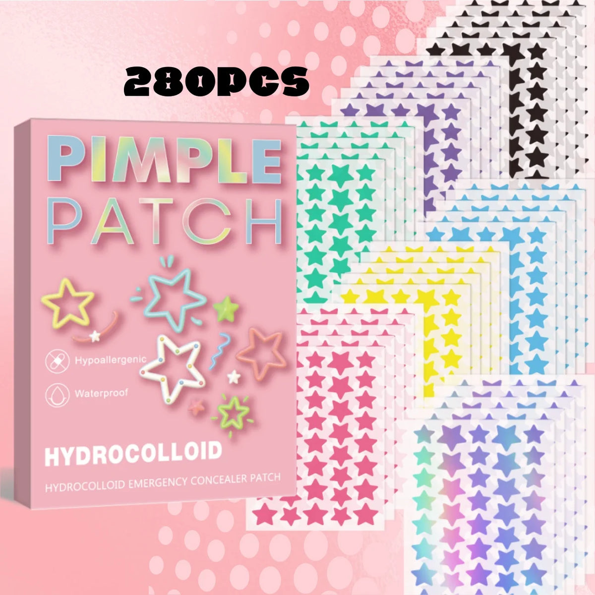 280/1680 Pieces Star-Shaped High-Cost-Performance Acne Patches for Refined Girls, Daily Beauty Invisible Concealer Acne Patches Quake 280pcs