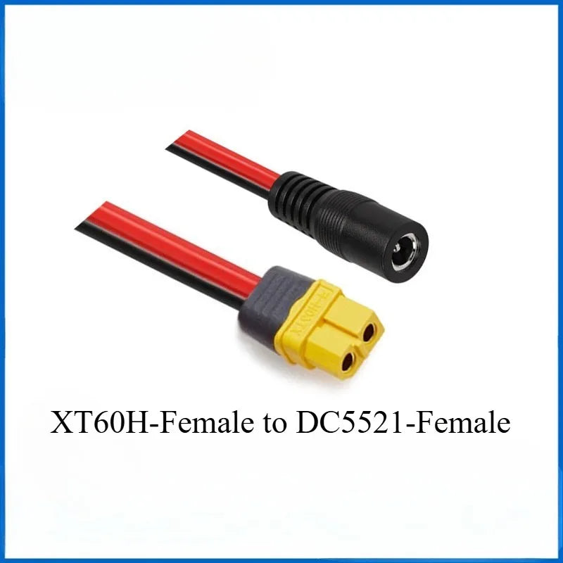 XT60 To DC 5521/5525mm Power Conversion Cable 12AWG Heavy‑Duty Connector Wire For Solar Panel Outdoor Charging & Power Supply Quake XT60-F to DC5521-F 12AWG 3M