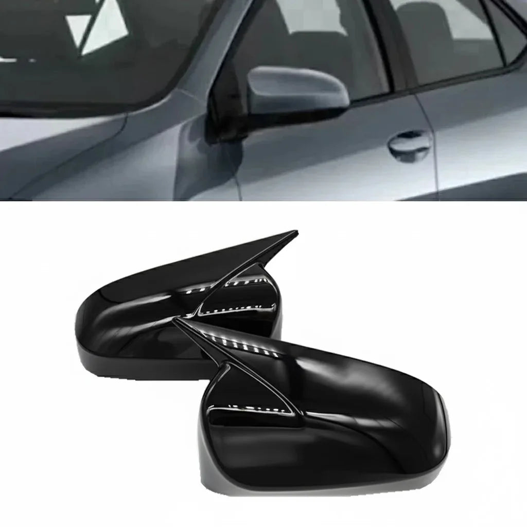 For Toyota Camry Corolla Avensis Auris Car Sticker Rearview Side Mirror Cover Wing Cap Exterior Door Rear View Case Trim Carbon Quake No Light Black