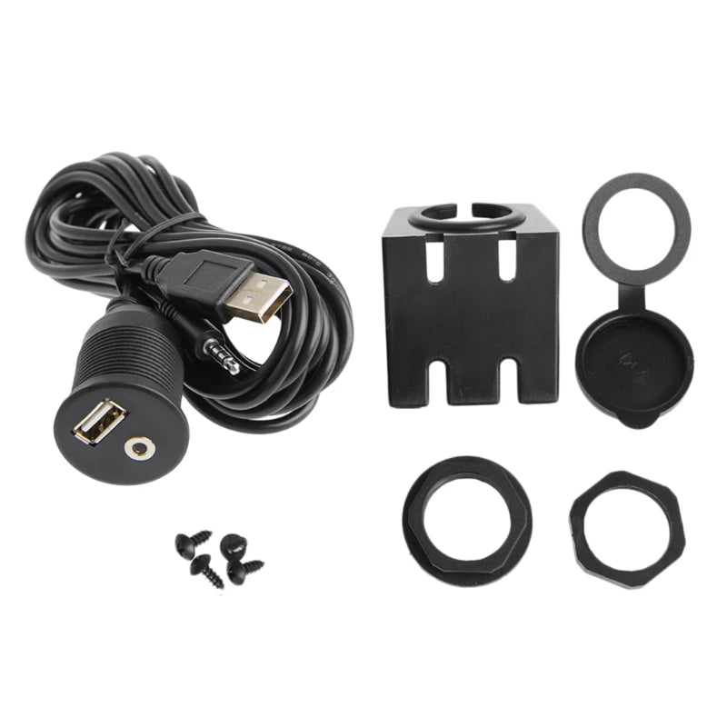 Universal USB and 3.5mm Audio Extension Cable for Vehicles High Speed Data Transmission K1KF Quake five piece set