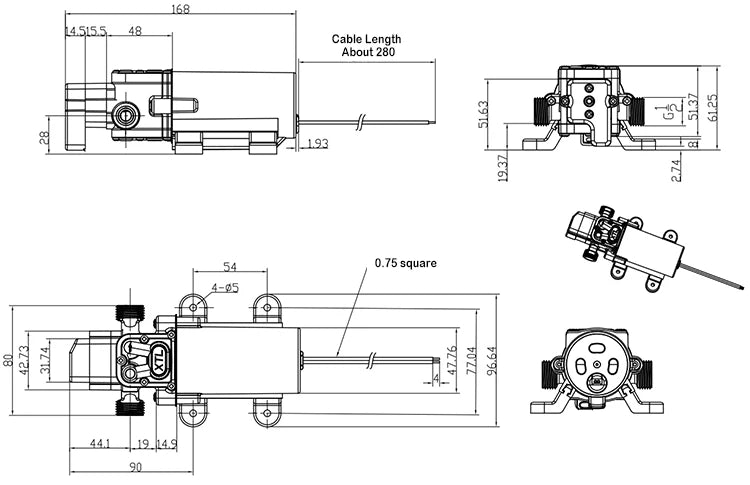 0142YD-12-80 Factory Wholesale High-temperature Water Pump Diaphragm Electric Self-priming Booster Pump Automatic Start and Stop Quake
