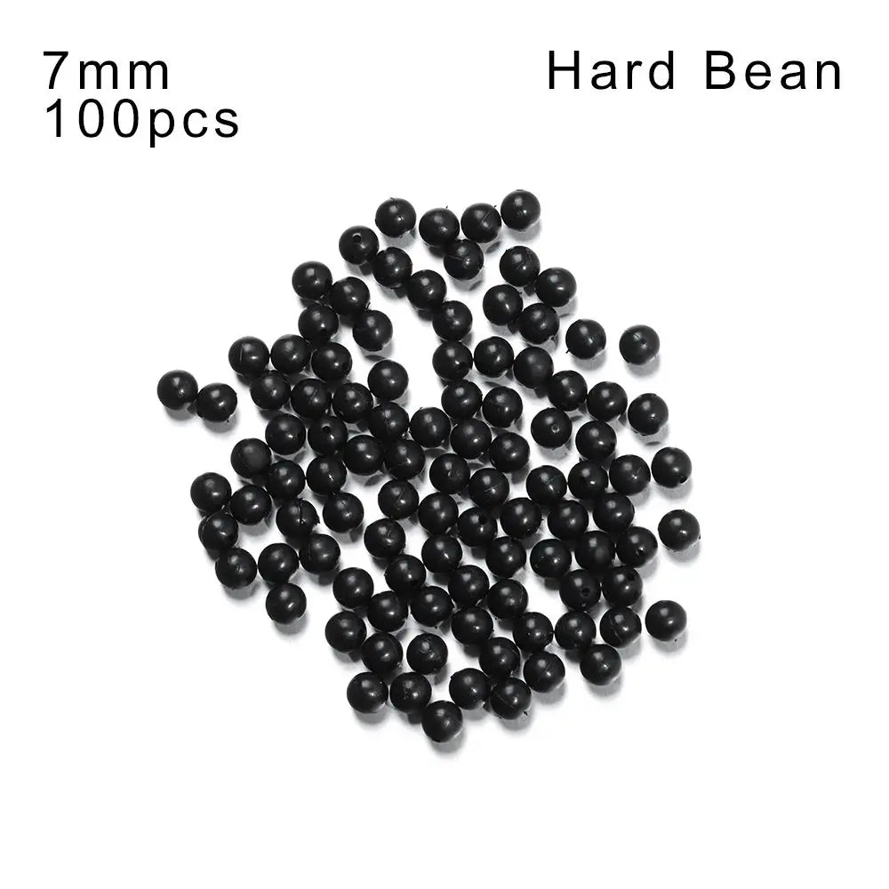 High Quality Plastic Stoppers Night Black Fishing Floats Beads Round Soft and hard bean Quake Hard Bean-7mm