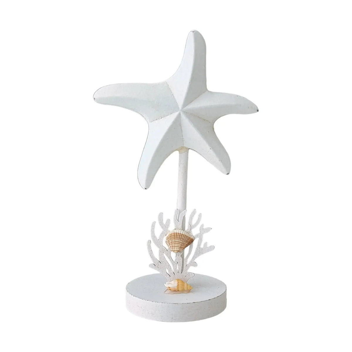 Starfish Figurine Desktop Ornament Retro Wooden Sculpture Decorative Statue for Desk Fireplace Housewarming Gift Home Decor Quake White