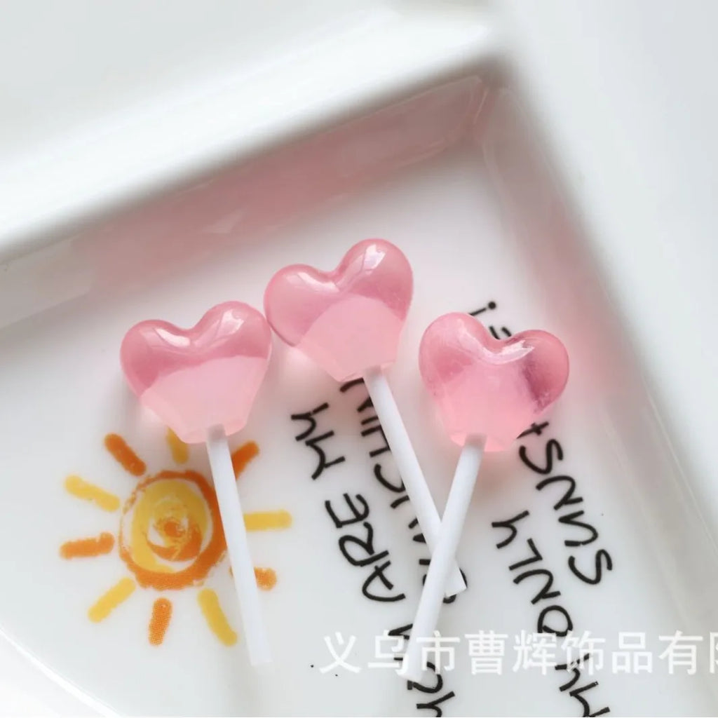 20Pcs Colorful Simulation Heart Lollipop Resin Charms for Jewelry Making Accessories DIY Pendants Earrings Keychain Decoration Quake