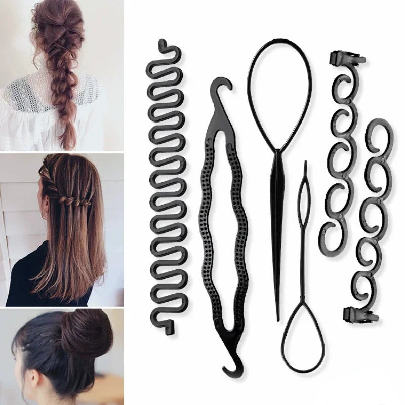 2/3/4pcs/set Ponytail Hair Styling Tools Ponytail Holder Topsy Loops Hair Bun Maker Braids Beauty Makeup Hairdressing Braiders Quake
