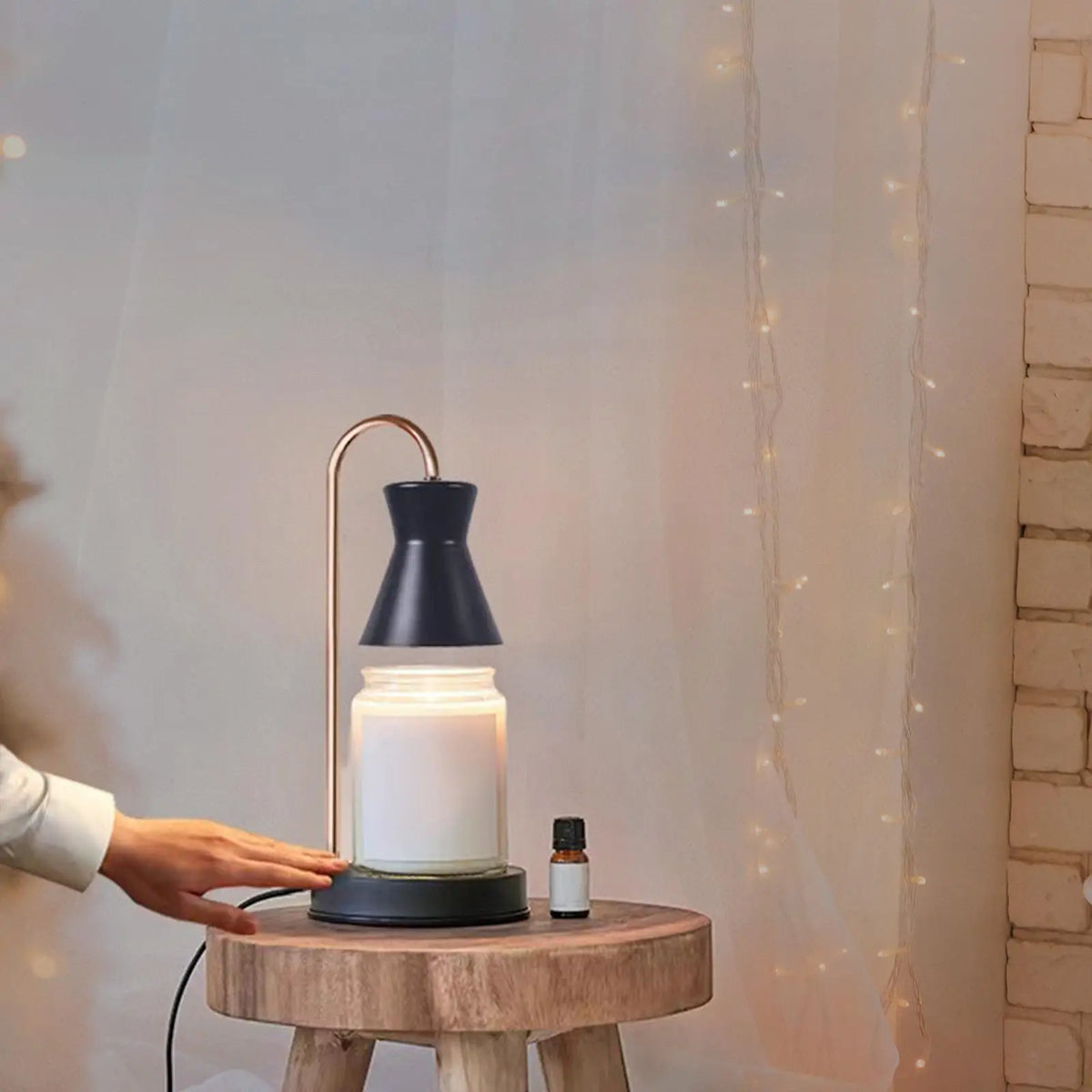 Candle Warmer Lamp No Flame Fragrance Table Lamp for Living Room Small & Large Jar Candles Quake H Adjustable Black