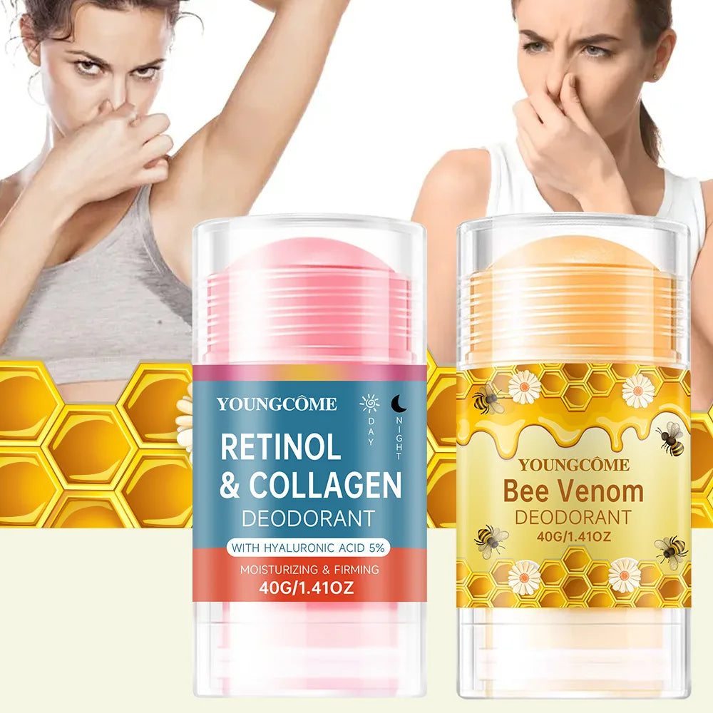 Retinol Collagen & Bee Venom Deodorant Lasting Armpit Deodorizer Effective Body Odor Removal Sweat Eliminator Underarm Odor Quake