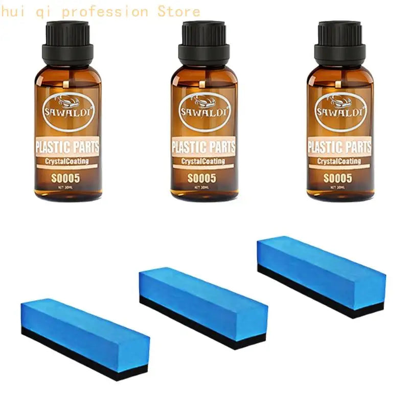 Plastic Trim Restorer for Vehicles, 30 Coating Bottle and Applicator Sponge for Exterior Plastic Care Use H8WE Quake 3 PCS CN