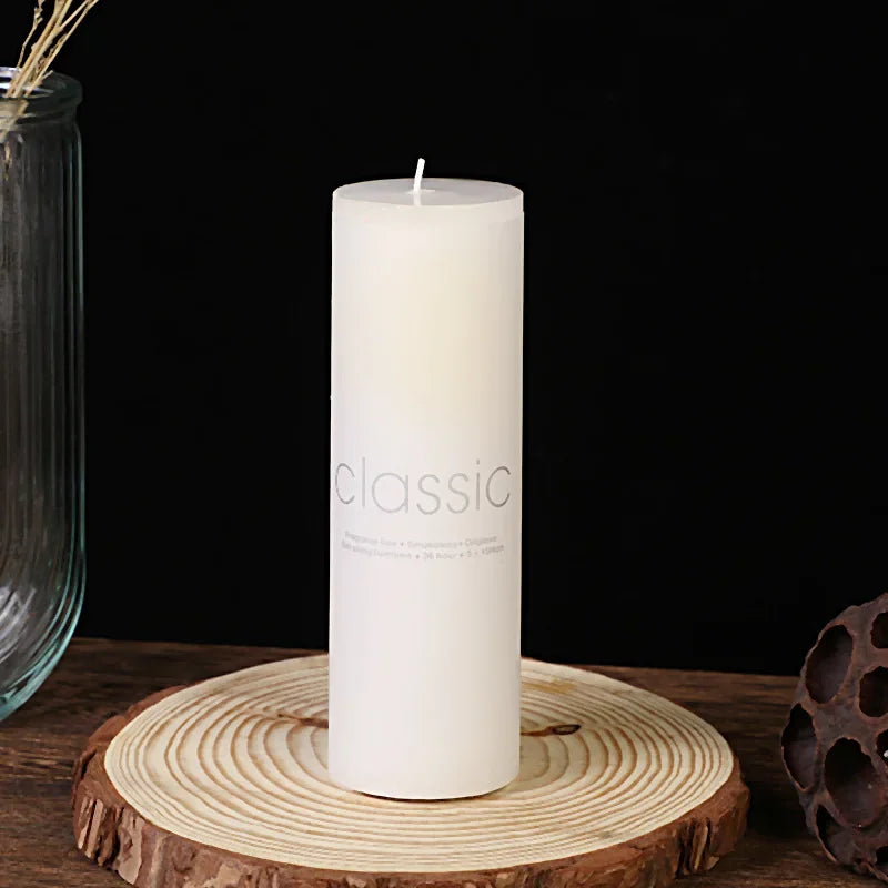 Classic European Ivory White Large Candle Smokeless and Odorless Romantic Wedding Hotel Decoration Festival Supplies Quake 7cm x 15cm