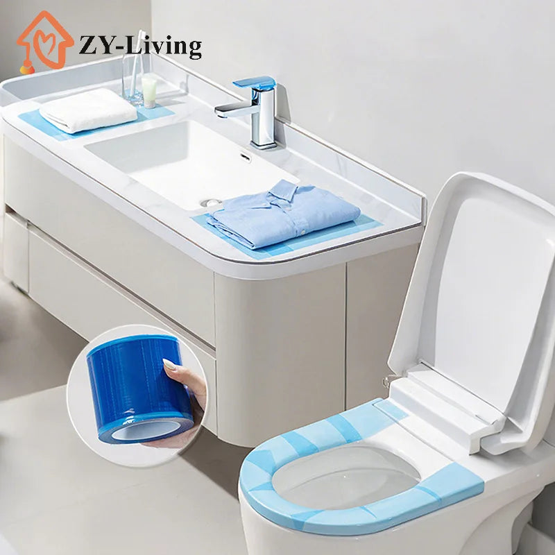 Width 10cm Disposable Protective Barrier Film Tape, Bathroom Toilet Isolation Sticker, Anti-Stain Cover for Door Handle & Switch Quake