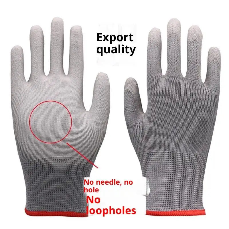 1 Pair Black Coating Gloves Nylon PU Gloves Woodworking Horticulture Automobile Maintenance Anti Slip And Dustproof Daily Use Quake Grey-S