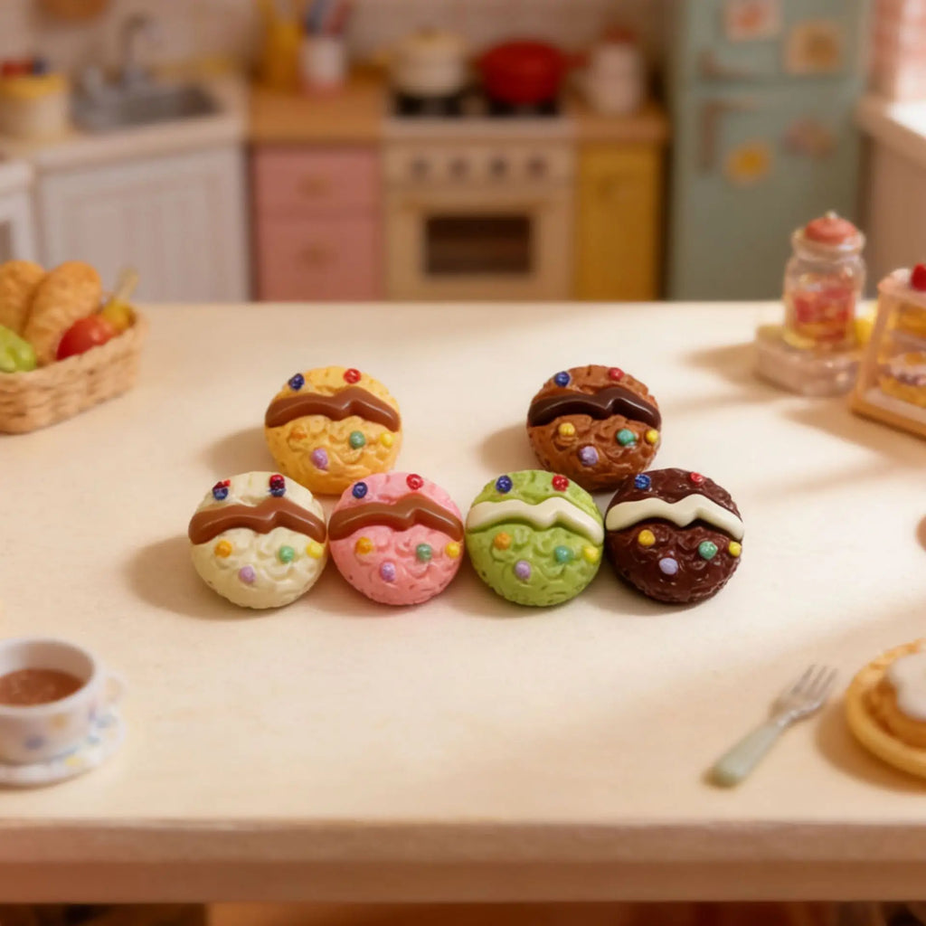 50pcs New Kawaii Bread Cookies Fake Food Resin Miniature For Dollhouse Ornament DIY Simulation Food Accessories Home Decoration Quake
