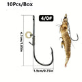 5pcs-10pcs /box Hanging Live Shrimp Back Hook, Shrimp Back Hook with Spring, Hanging Shrimp Fish Hook, Live Shrimp Fixed Hook Quake 10pcs4gang0