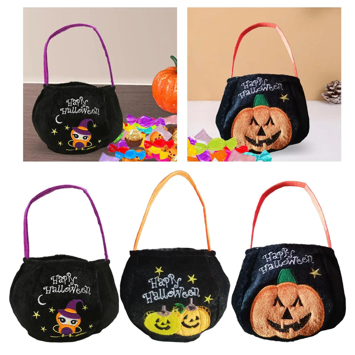 Halloween Trick or Treat Bag Multipurpose with Handle Halloween Treat Bag Quake