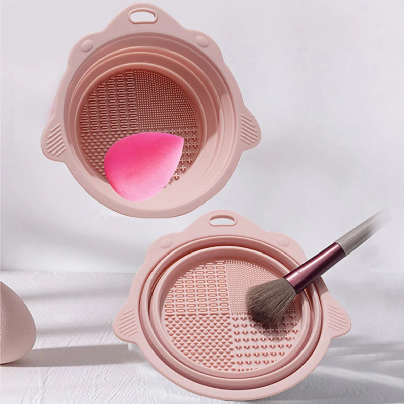 Makeup Brush Cleaner Cleaning Bowl Brush Tool Set Thorough Cleaning Without Hurting Bristles Wet & Dry Powder Puff Dry Cleaner Quake