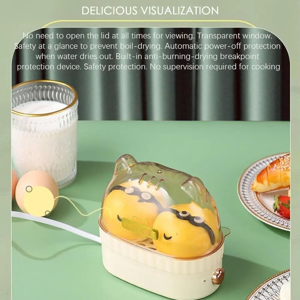 Automatic Power Off Egg Boiler Machine Egg Poacher Food Steamer Egg Cooker Cat Shape Electric Boiled Egg Maker Home Kitchen Quake