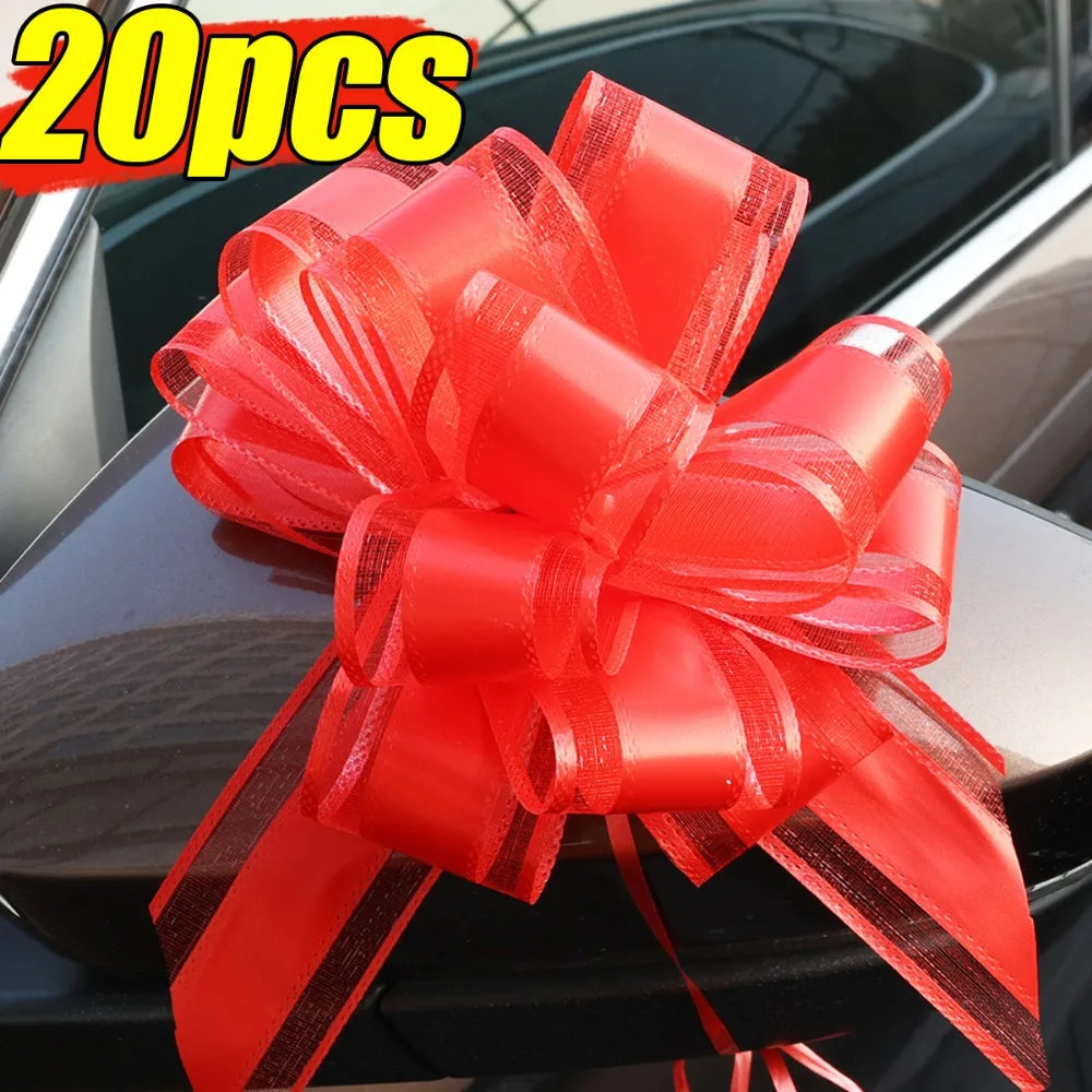 20/1PCS Large Snow Yarn Pull Bow Ribbon Big Bow for Cars Birthday Christmas Presents Large Gift Decoration Wedding Pull Flower Quake