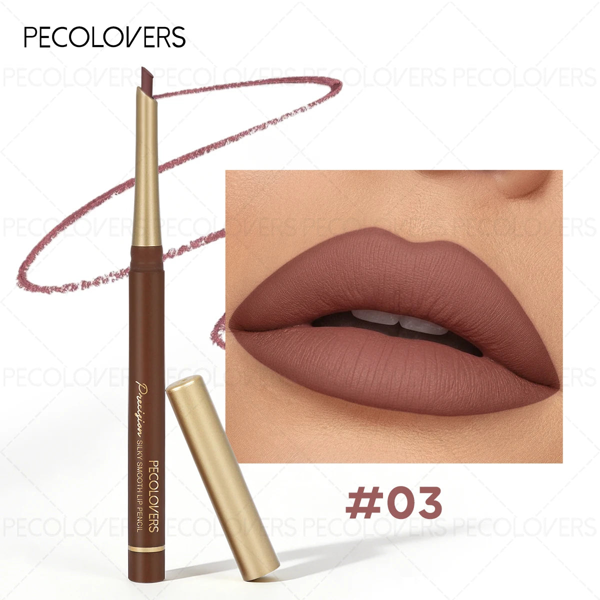 Brown Tube Slanted Lip Liner, Outlines The Lip Contours, Plump and Charming, Waterproof, Essential for Dates, Lip Cosmetic Quake 03