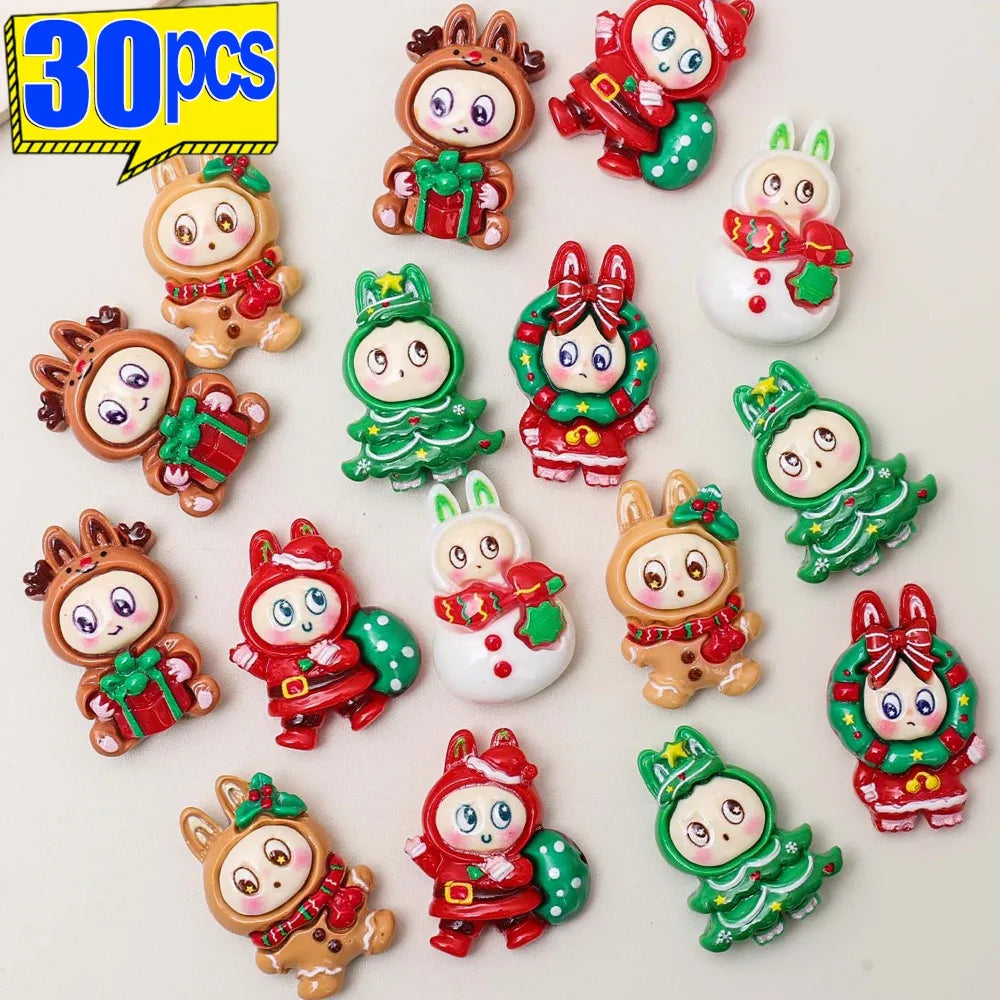 Christmas Resin Doll Cartoon Resin Charms DIY Necklace Bracelet Earrings Keychain Pendant Accessories Festive Gift Decoration Quake