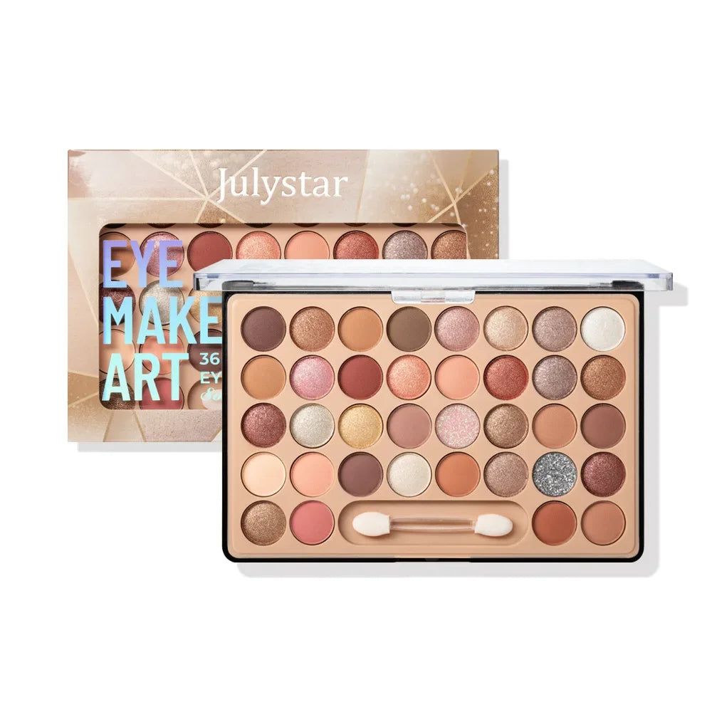 36 Color Eyeshadow Palette Shimmer Matte Multi-Functional Long-Lasting Pigmented Bridal Wedding Day Eye Makeup Quake