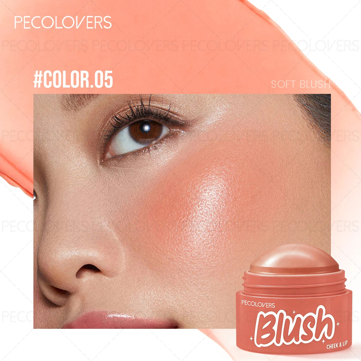 1PC Round Jar of Clear Powder Blusher, Brighten The Face, Waterproof and Durable, Multi Color Powder Blusher Choice Quake 05