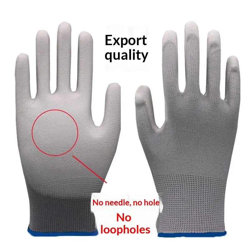1 Pair Black Coating Gloves Nylon PU Gloves Woodworking Horticulture Automobile Maintenance Anti Slip And Dustproof Daily Use Quake Grey-XXL