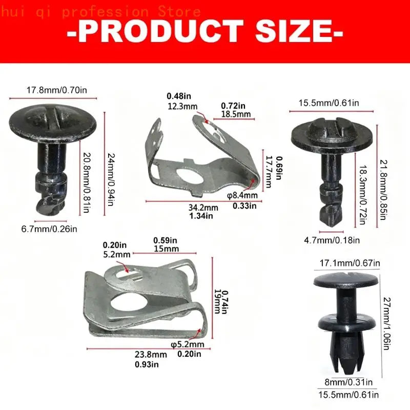 Engine Undertray Clip Hardware with Mixed Metal and ABS Parts H8WE Quake