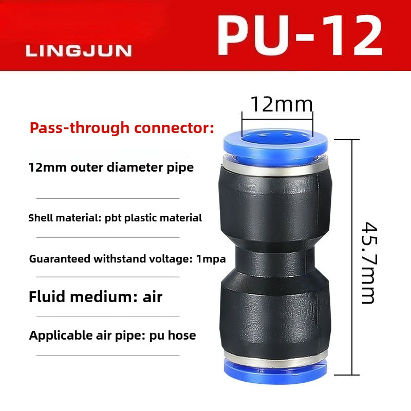 PU 5/10/20 PCS Quick Connect Air Hose Fitting - Universal Plastic Air Plug Connector for PU4/6/8/10/12mm Pipe Quake PU-12 20pcs