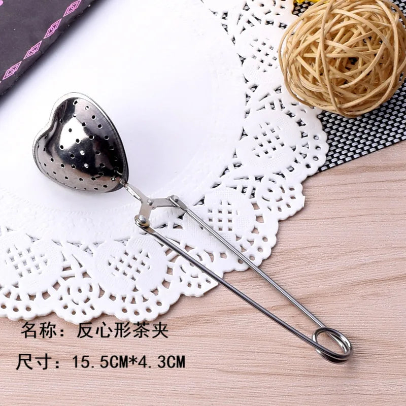 New stainless steel heart-shaped tea tongs/infuser/strainer - tea accessories for home tea ceremony Quake A
