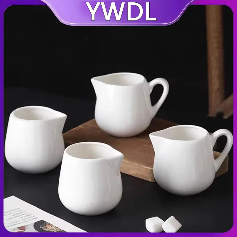 YWDL 50/100/220ML Ceramic Milk Jug Espresso Coffee Cream Jugs Kitchen Sauce Cup Serving Pitcher White Heat-resistant Milk Cup Quake