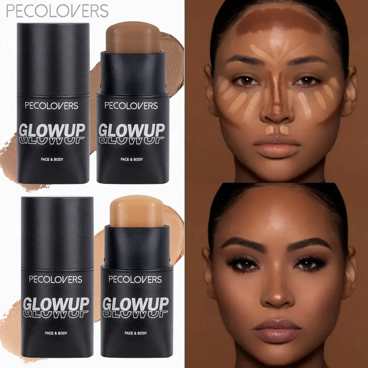 1 Pc Face Contour Stick, 3D Face Natural Shadow Look, for All Skins, Highlight & Contour & Concealer Face Makeup, Perfect Gifts Quake