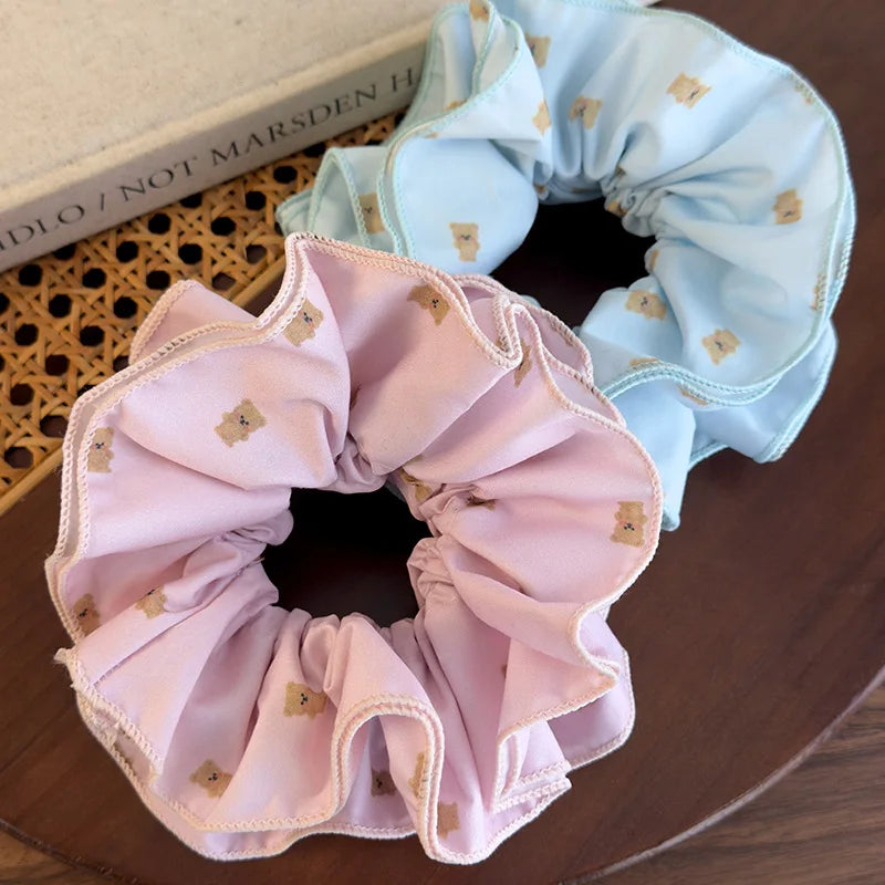 Cute Cartoon Bear Scrunchies Elastic Hair Bands Girls Sweet Hair Rope Ties Women Ponytail Holder Rubber Bands Hair Accessories Quake