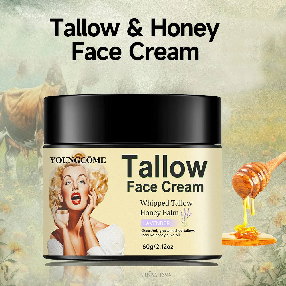 2PCS-30G 100% Grass Fed Grass Finished Whipped Vanilla Beef Tallow Moisturizer,Anti Aging Fine Lines Moisturizing Brightening Quake